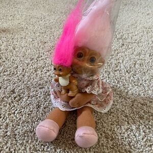 Vintage troll with baby troll